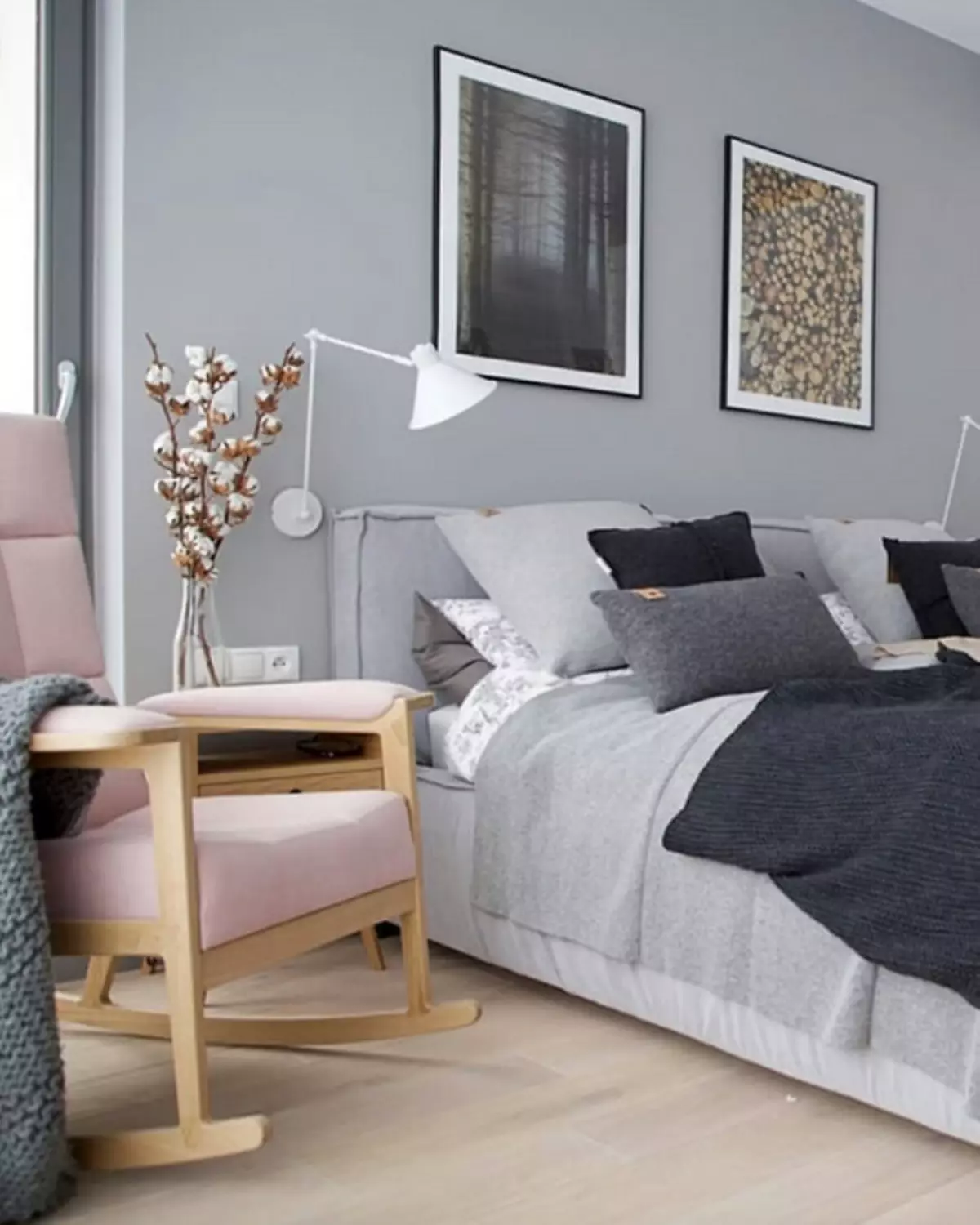 Skandinavisk stil i soveværelset interiør: 50 smukke eksempler 9947_65