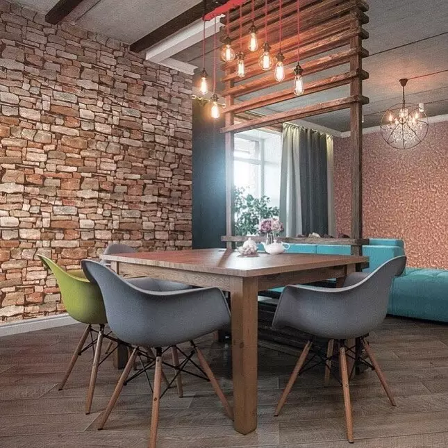Wallpaper under the brick in the interior: Tips for choosing and 70+ design ideas 9960_133