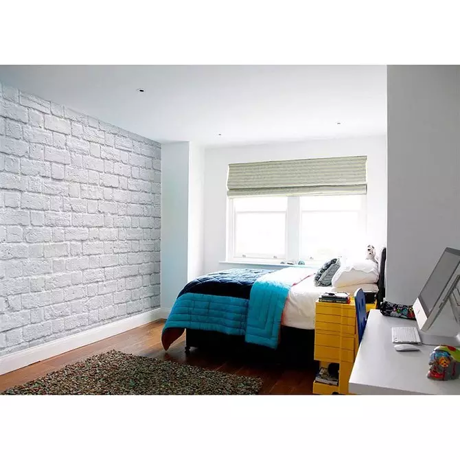 Papel de parede sob o tijolo no interior: Dicas para escolher e 70 + idéias de design 9960_27