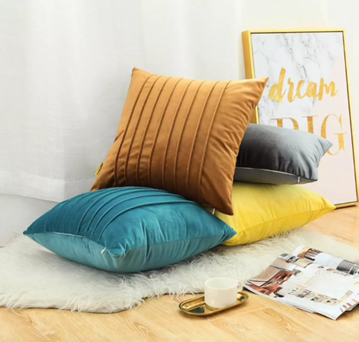 Monophonic velvet covers for pillows