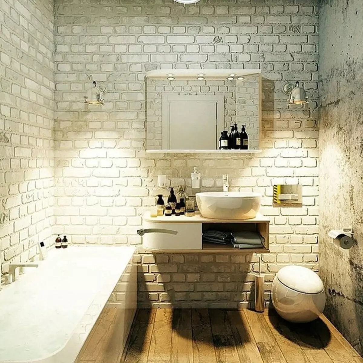 Vannas istabas dizains apvienots ar tualeti: reģistrācijas padomi un 70+ veiksmīgas iespējas 9974_101