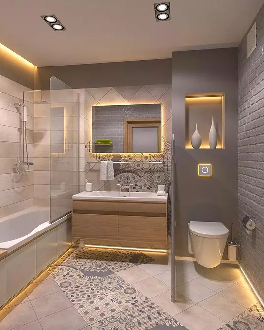 Deseño de baño combinado con baño: consellos de rexistro e 70+ opcións exitosas 9974_14