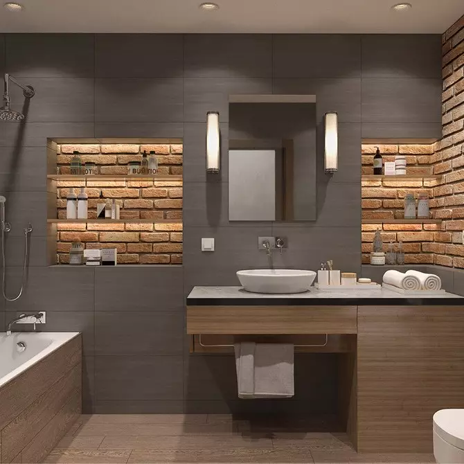 Design de salle de bain combinés avec toilettes: conseils d'inscription et plus de 70 options réussies 9974_140