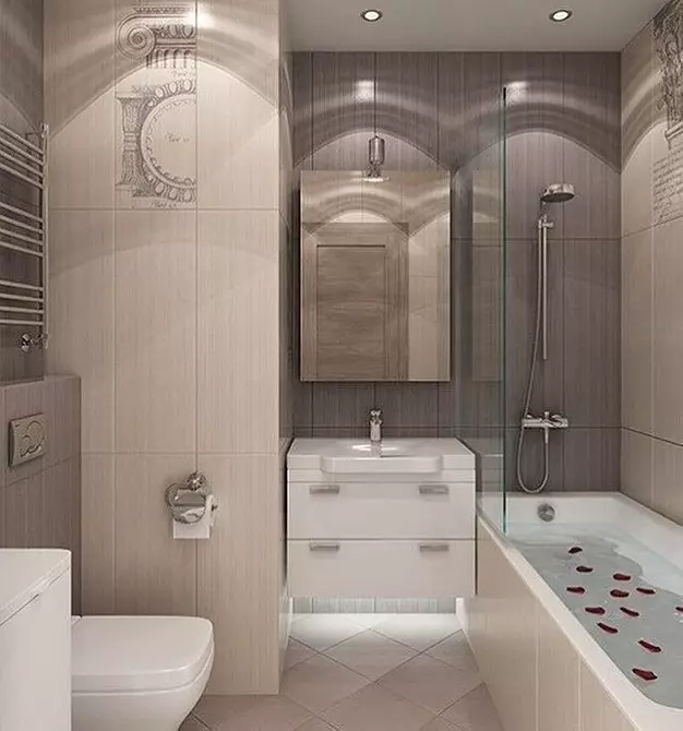 Desain kamar mandi digabungake karo jamban: Tips Pendian lan 70+ pilihan sing sukses 9974_148