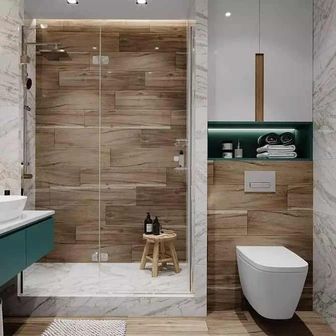 Deseño de baño combinado con baño: consellos de rexistro e 70+ opcións exitosas 9974_160