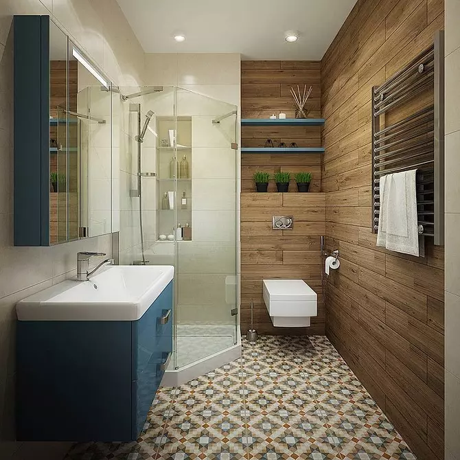 Design de banheiro combinado com banheiro: dicas de inscrição e 70+ opções bem sucedidas 9974_56