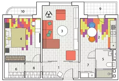 Yorqin mebel va shisha qismlar: pop san'at elementlari bilan minimalialistik interyer 9981_14