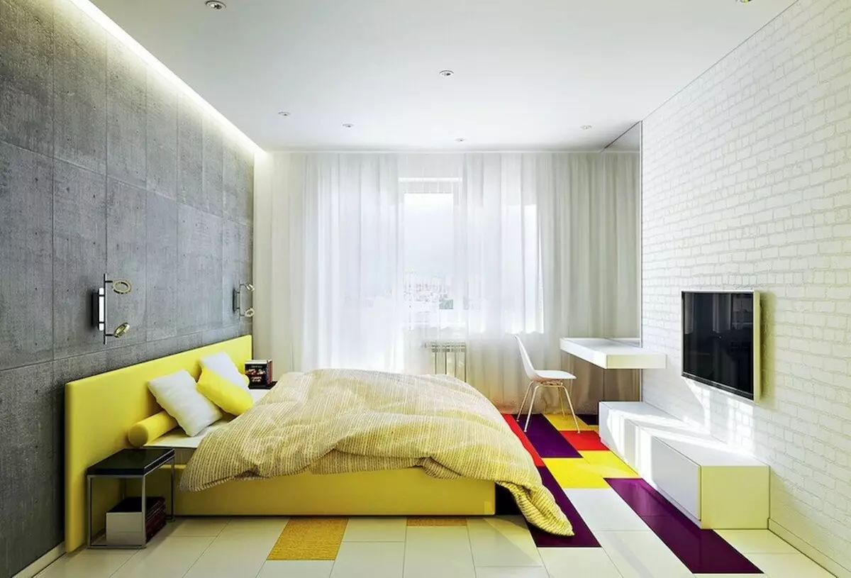Perabot yang terang dan partition kaca: Interior minimalis dengan elemen seni pop 9981_4