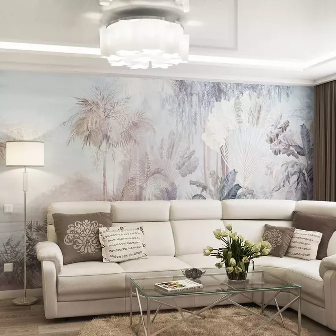 Como elixir papel de parede na sala de estar, observando as regras de deseño de interiores 9985_27