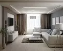 Como escolher papel de parede na sala de estar, observando as regras de design de interiores 9985_40